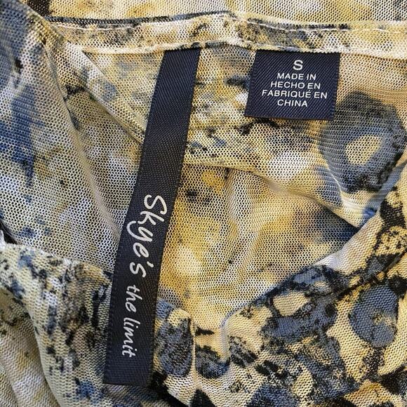 Skye's The Limit Top Women S Green Black Animal Print Mesh Layered Boho Beach - Picture 4 of 9